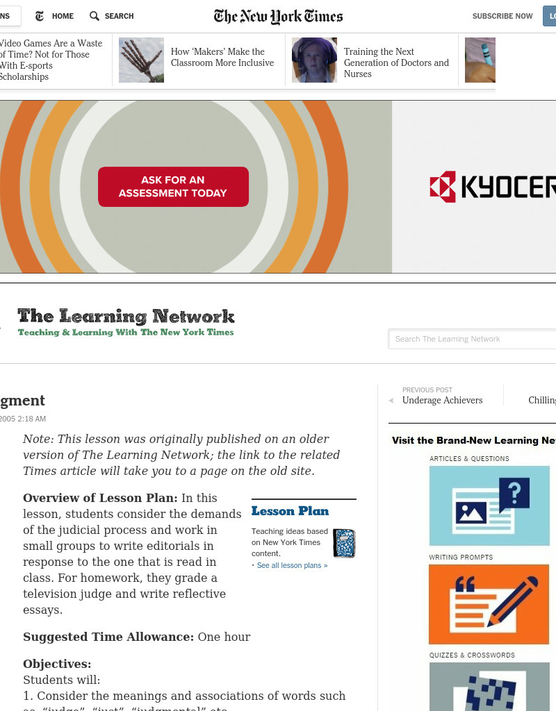 Fair Judgment Lesson Plan