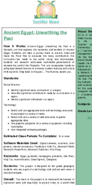 Ancient Egypt: Unearthing the Past Lesson Plan