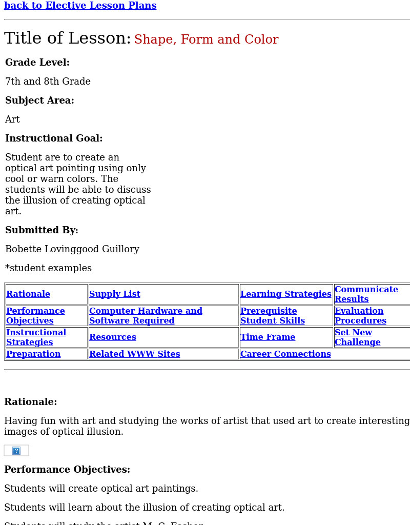 Shape, Form and Color Lesson Plan