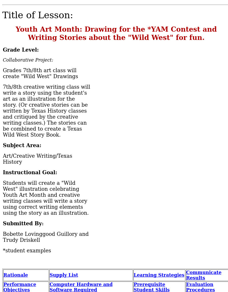 YAM Contest and Writing Stories about the "Wild West" Lesson Plan