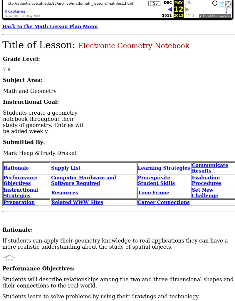 Electronic Geometry Notebook Lesson Plan