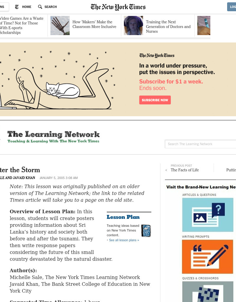 Calm After the Storm Lesson Plan