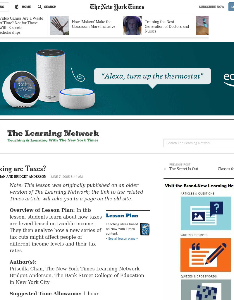 How Taxing are Taxes? Lesson Plan