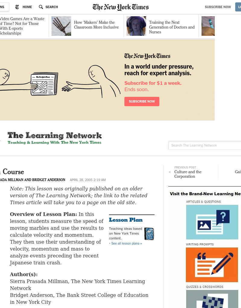 Collision Course Lesson Plan