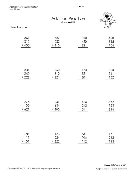 Addition Practice Worksheet
