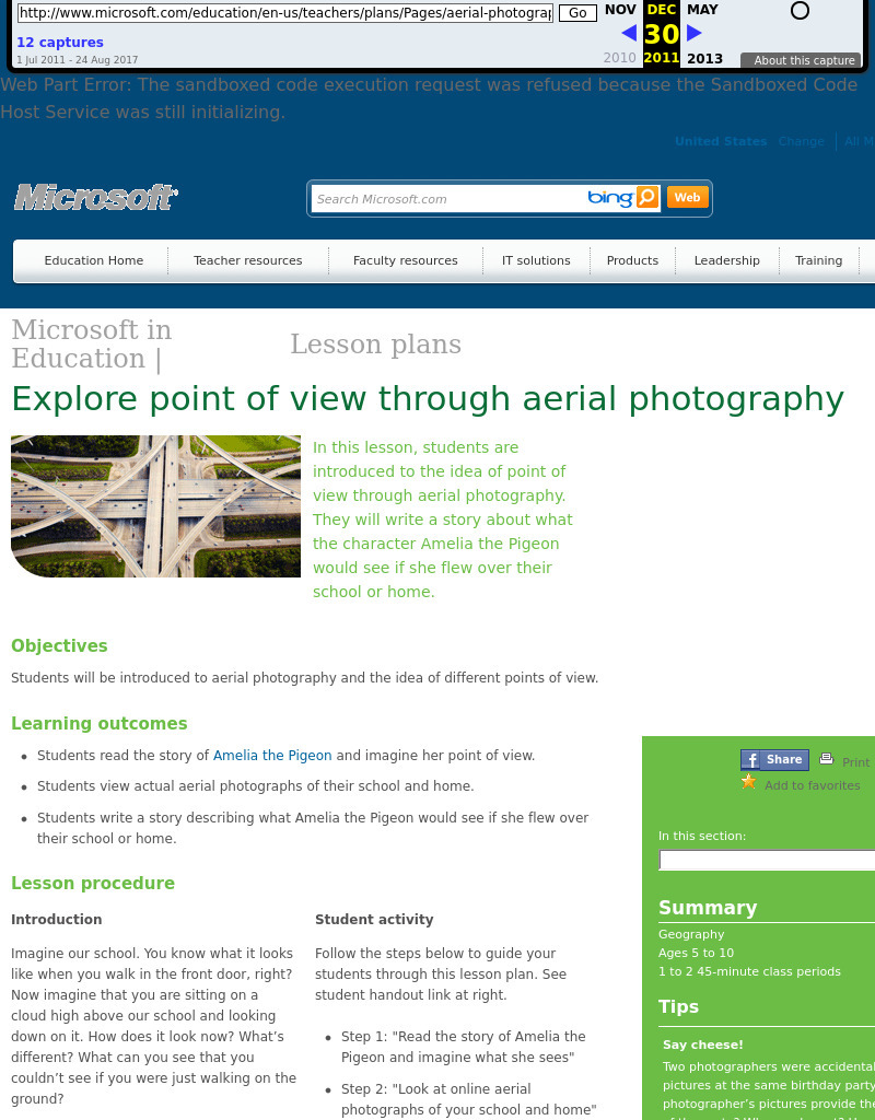 A VIEW FROM THE TOP Lesson Plan