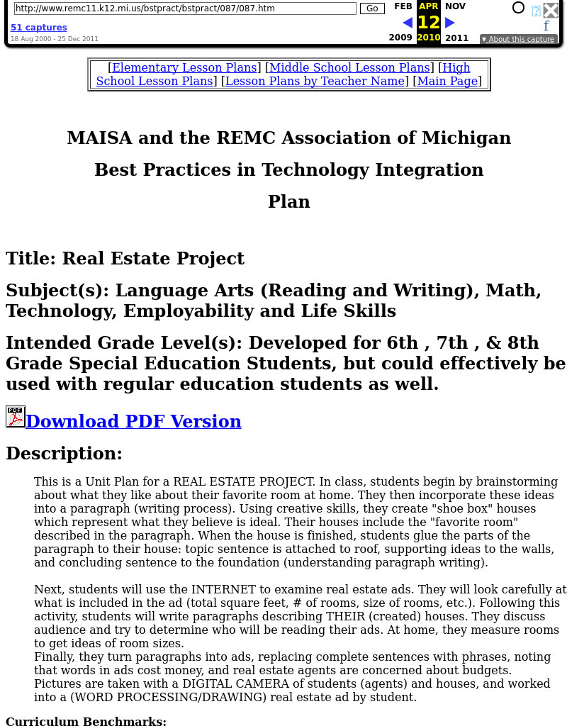Real Estate Project Lesson Plan