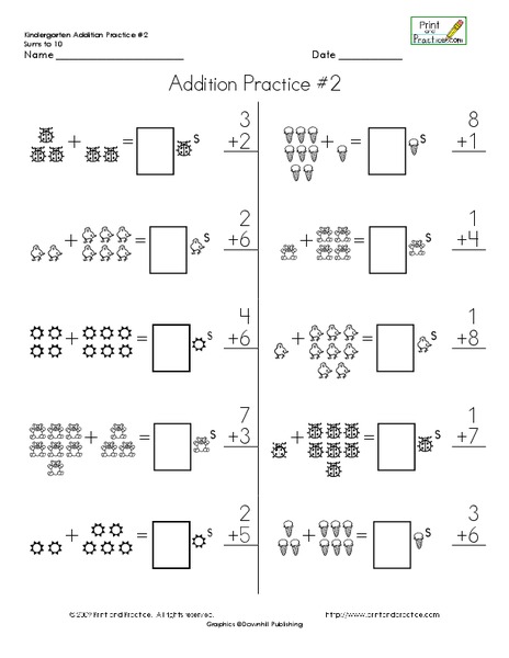 Addition Practice #2 Worksheet