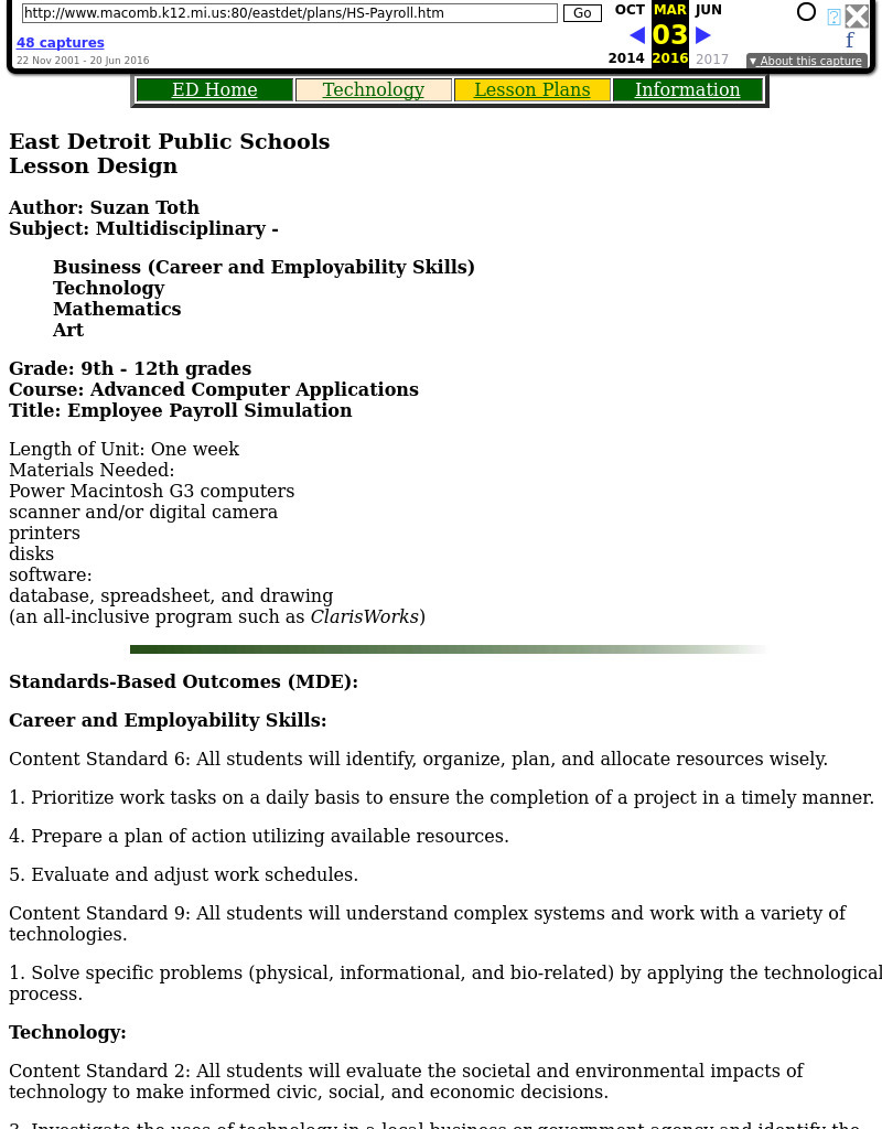 Employee Payroll Simulation Lesson Plan