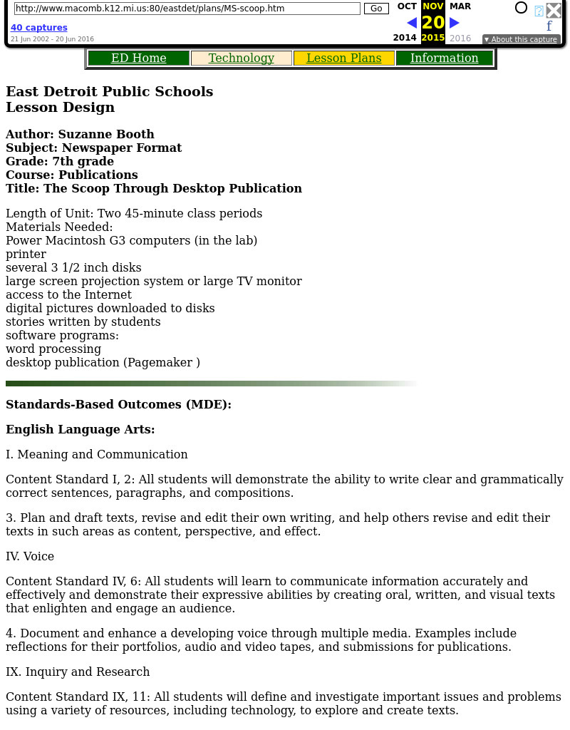 The Scoop Through Desktop Publication Lesson Plan