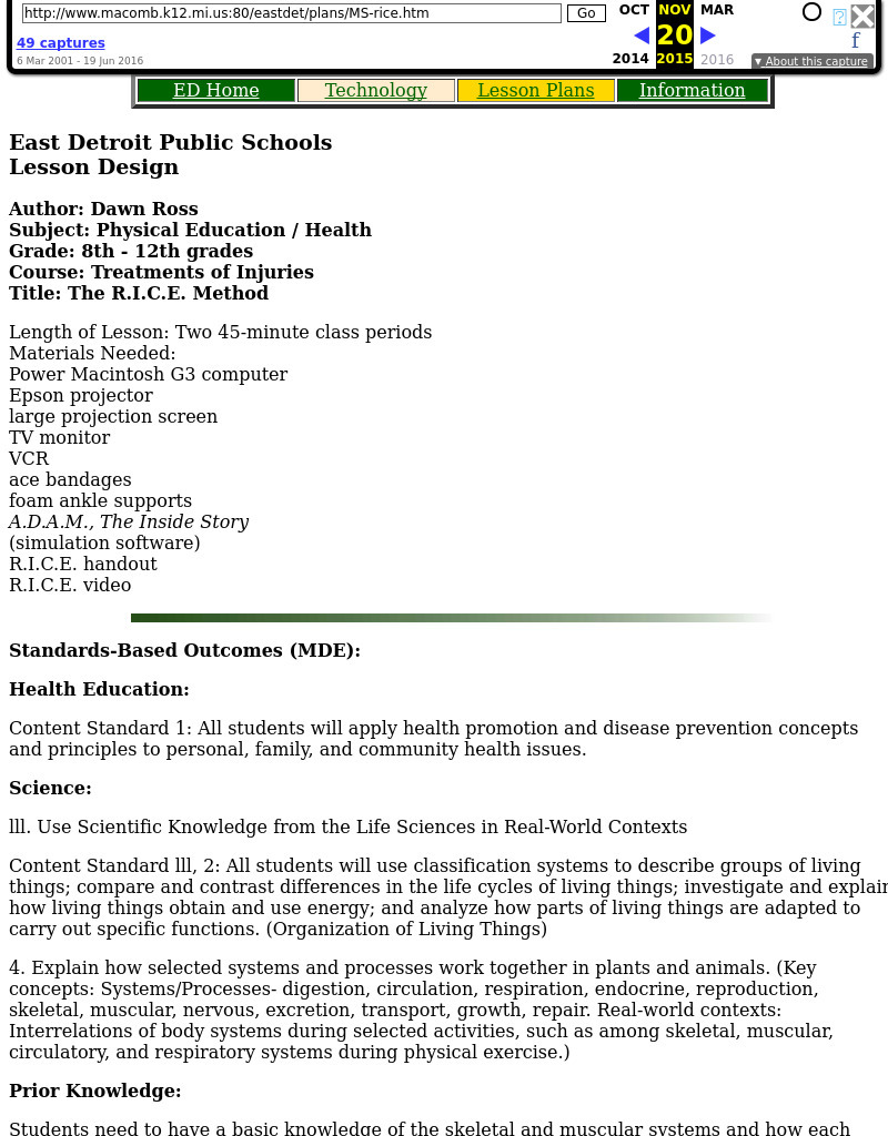 The R.I.C.E. Method Lesson Plan