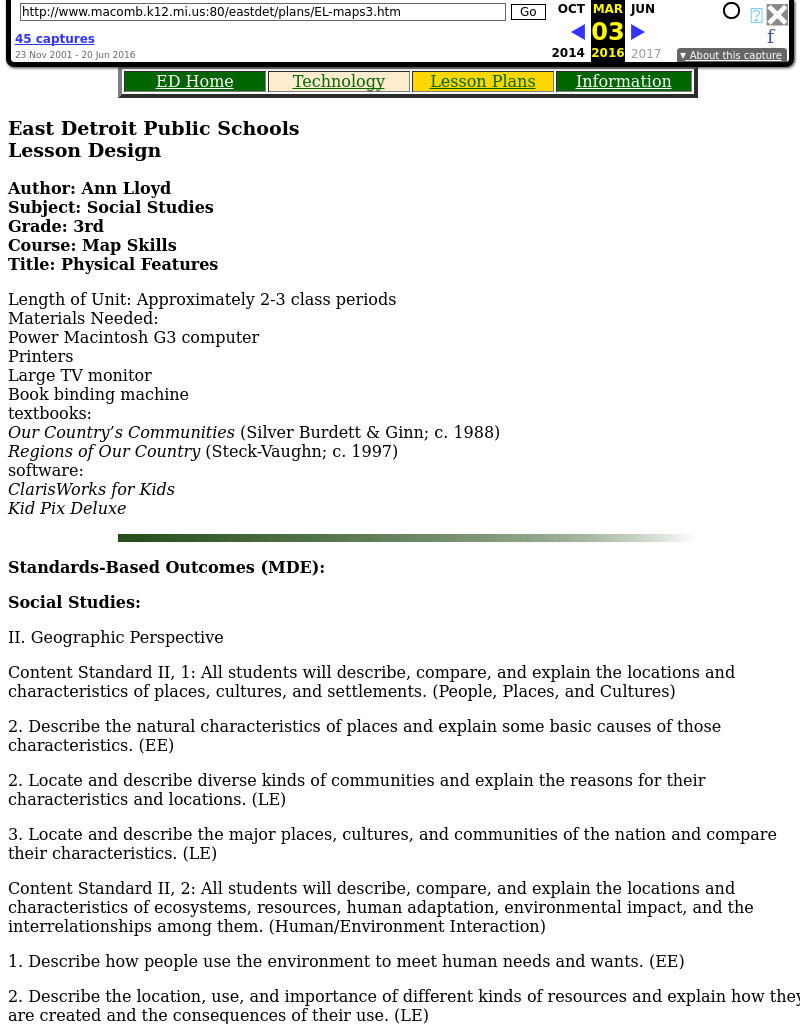 Physical Features Lesson Plan