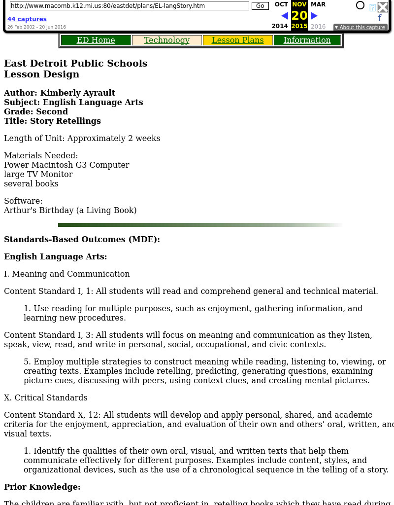 Story Retellings Lesson Plan