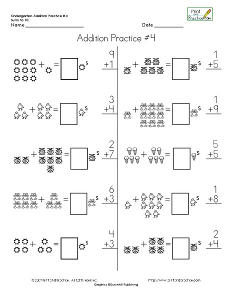 Addition Practice #4 Worksheet
