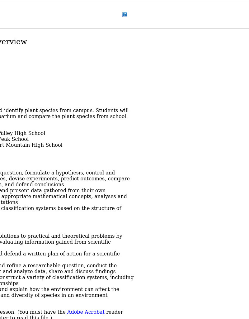 His and Her-bariums Lesson Plan