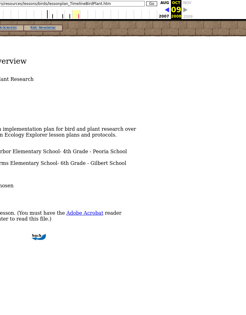 Timeline for Bird and Plant Research Lesson Plan