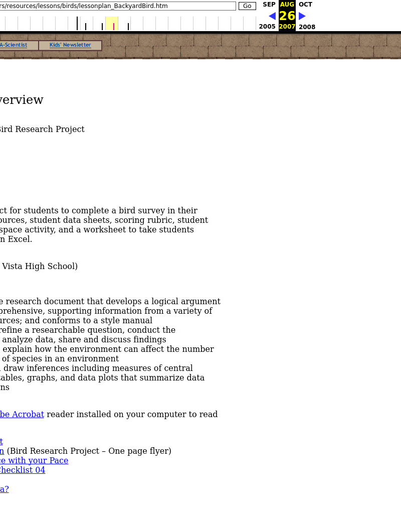 Protocol for Backyard Bird Research Project Lesson Plan