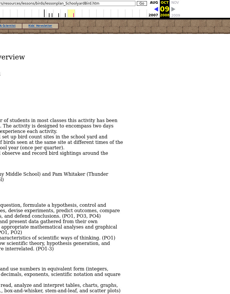 Schoolyard Bird Project Lesson Plan