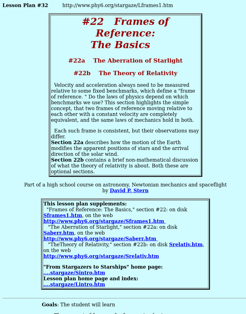 #22 Frames of Reference:  The Basics Lesson Plan