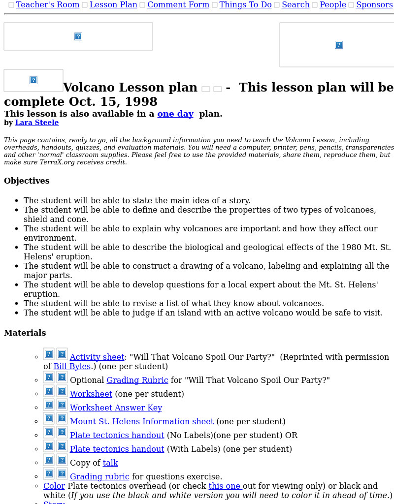 Volcano Lesson Plan Lesson Plan