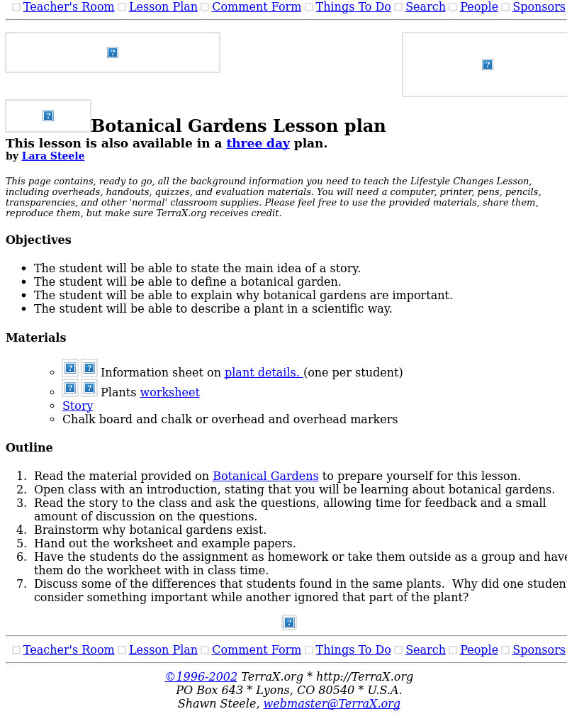 Botanical Gardens Lesson Plan Lesson Plan
