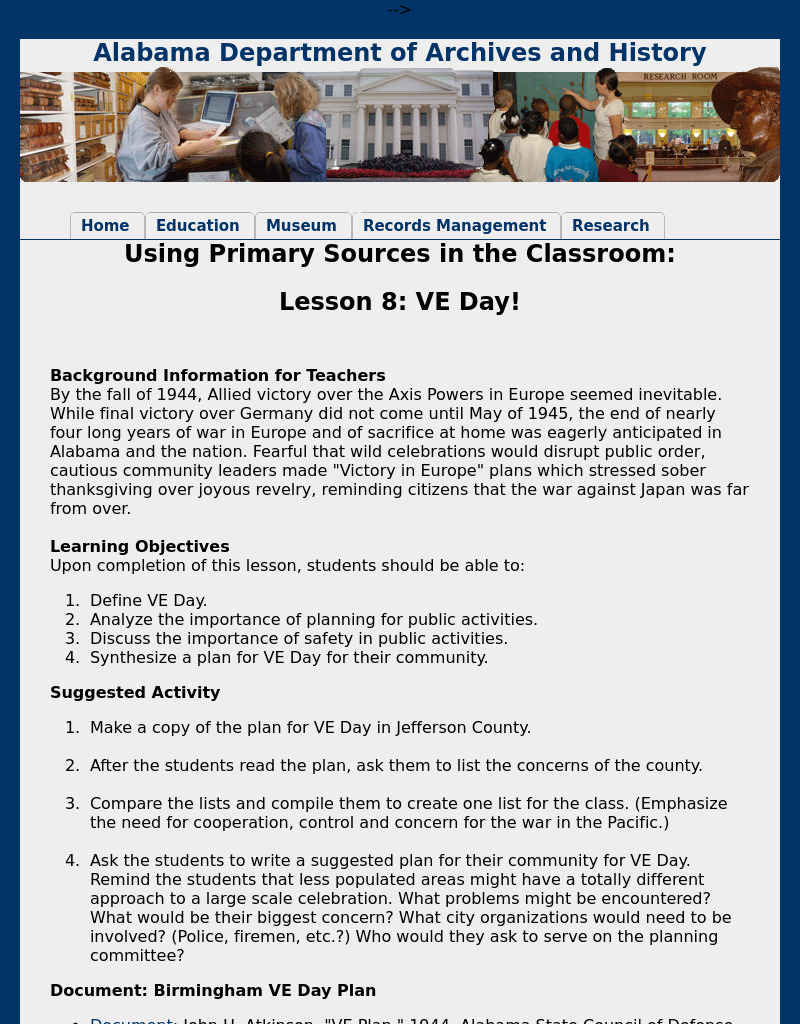 Lesson 8:  VE Day! Lesson Plan