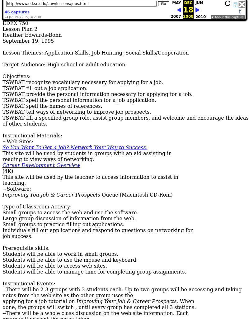 Application Skills, Job Hunting, Social Skills/Cooperation Lesson Plan