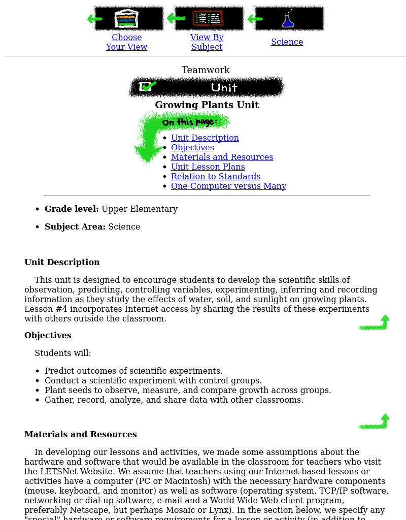 GROWING PLANTS UNIT Lesson Plan