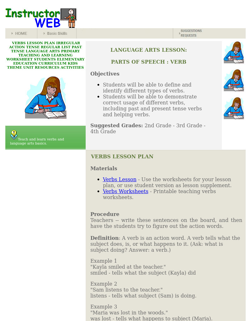 Parts of Speech: Verb Lesson Plan