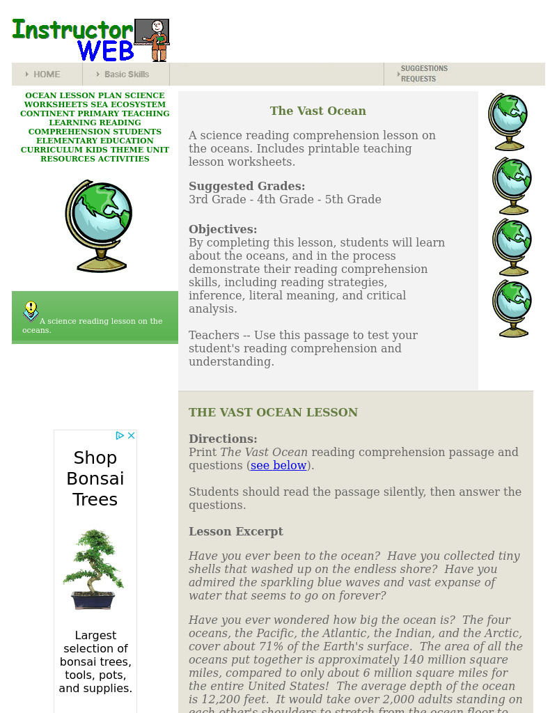 The Vast Ocean Lesson Plan