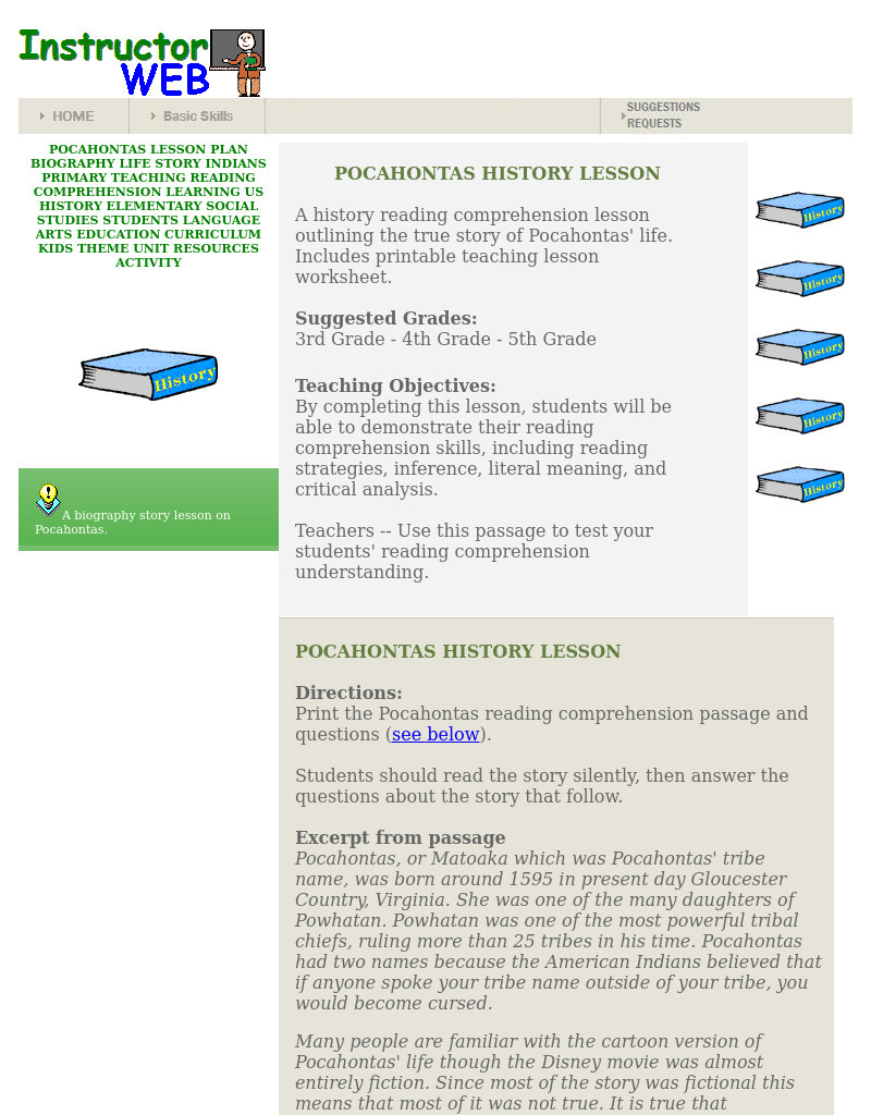 POCAHONTAS HISTORY LESSON Lesson Plan
