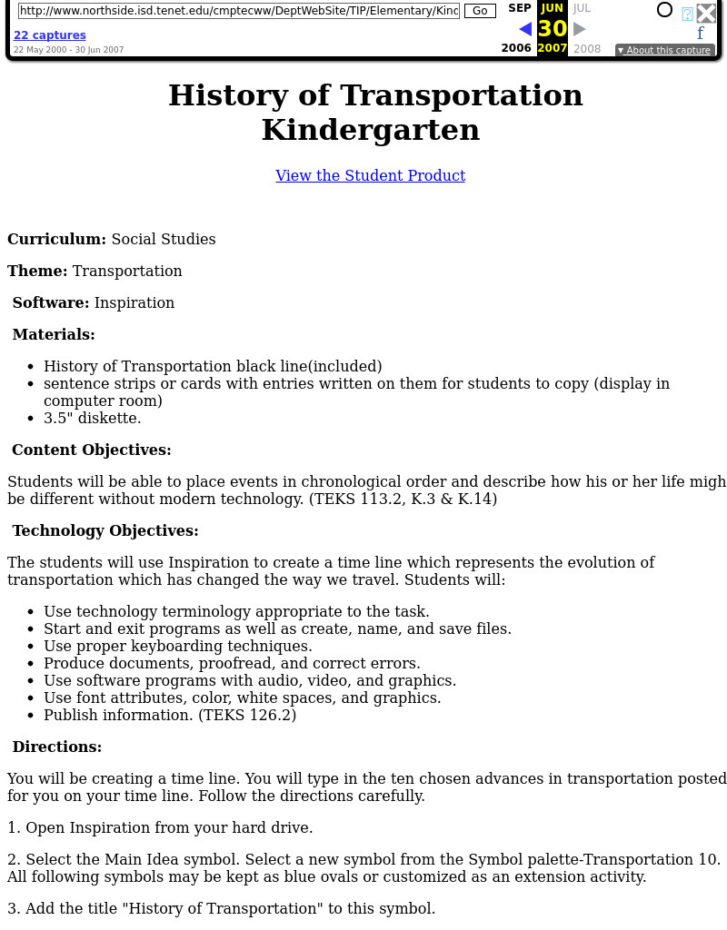 History of Transportation Lesson Plan