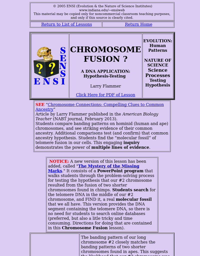 Chromosome  Fusion Lesson Plan