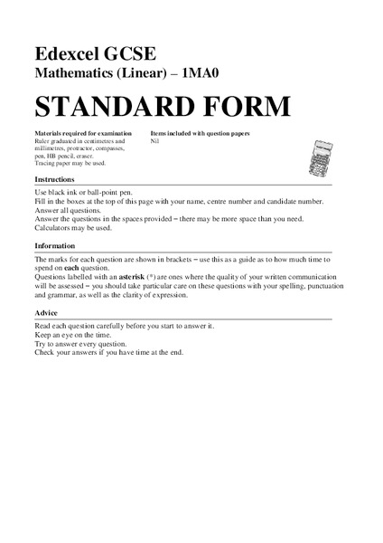 Standard Form Assessment