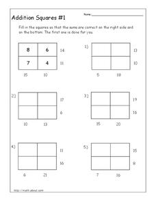 Addition squares Lesson Plan