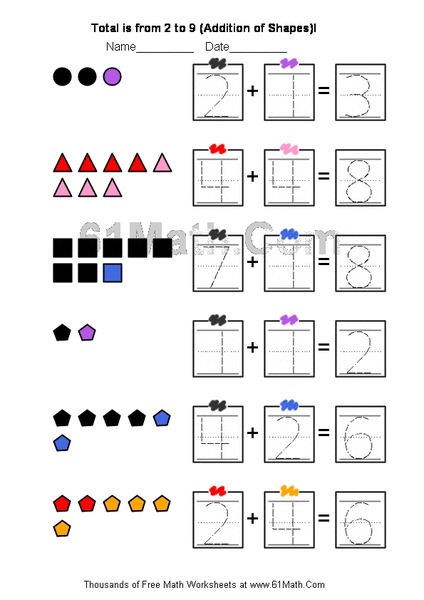 Addition Using Math Counters Worksheet